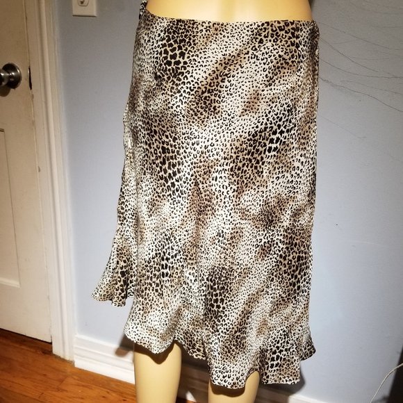 NEW animal print  silk Worthington hi-low skirt M - Picture 3 of 6
